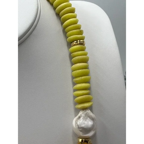 Lizzie Fortunato Signed Designer Tavira Yellow Ombre Baroque Pearl Necklace - Picture 5 of 15